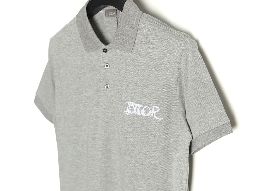 Dior embroidered cloud lettering Polo short sleeve