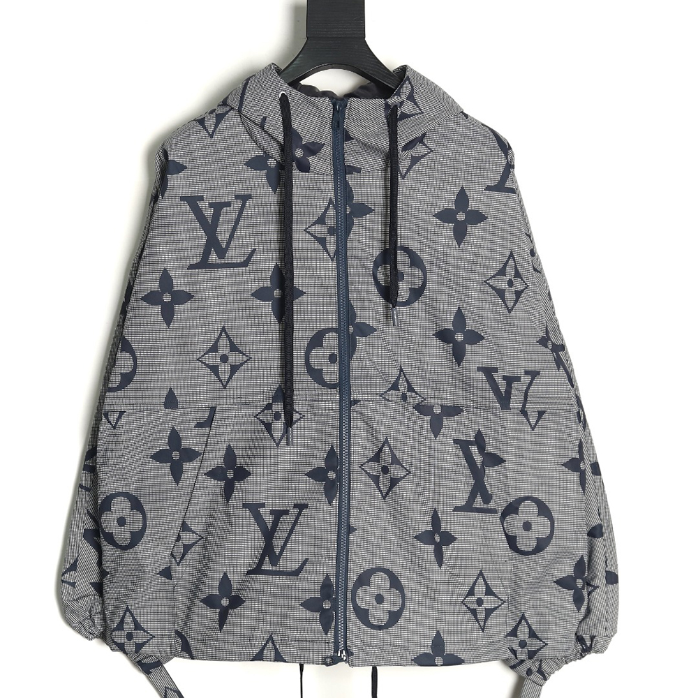 Louis vuitton monogram full print trench coat zipper jacket