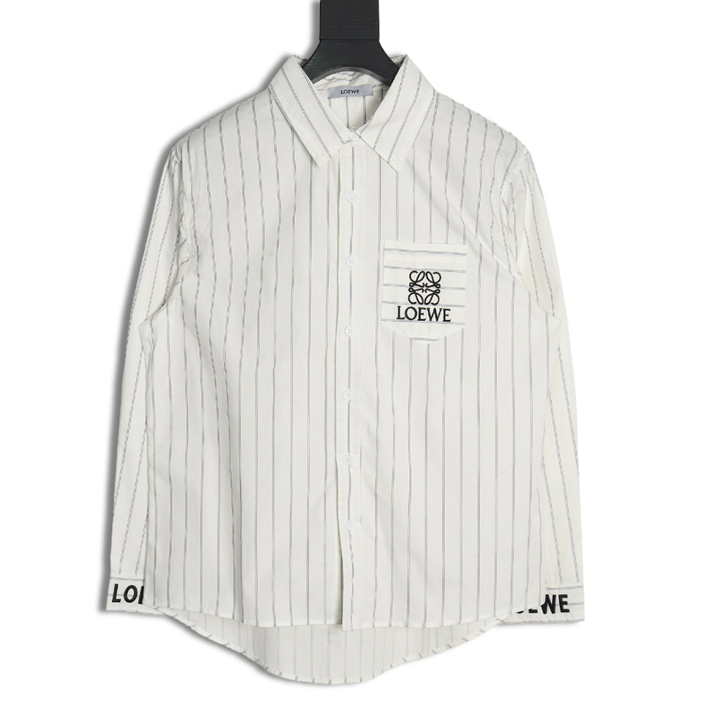 Loewe Embroidered Logo Smudge Grey Striped Shirt