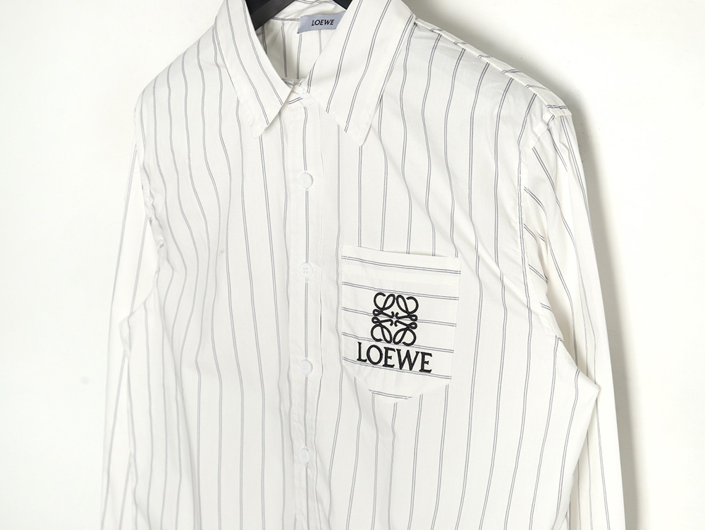 Loewe Embroidered Logo Smudge Grey Striped Shirt