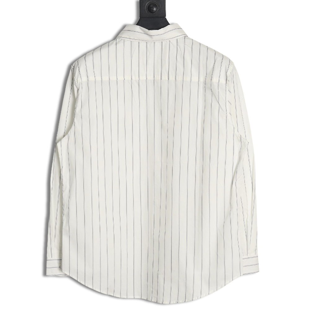 Loewe Embroidered Logo Smudge Grey Striped Shirt