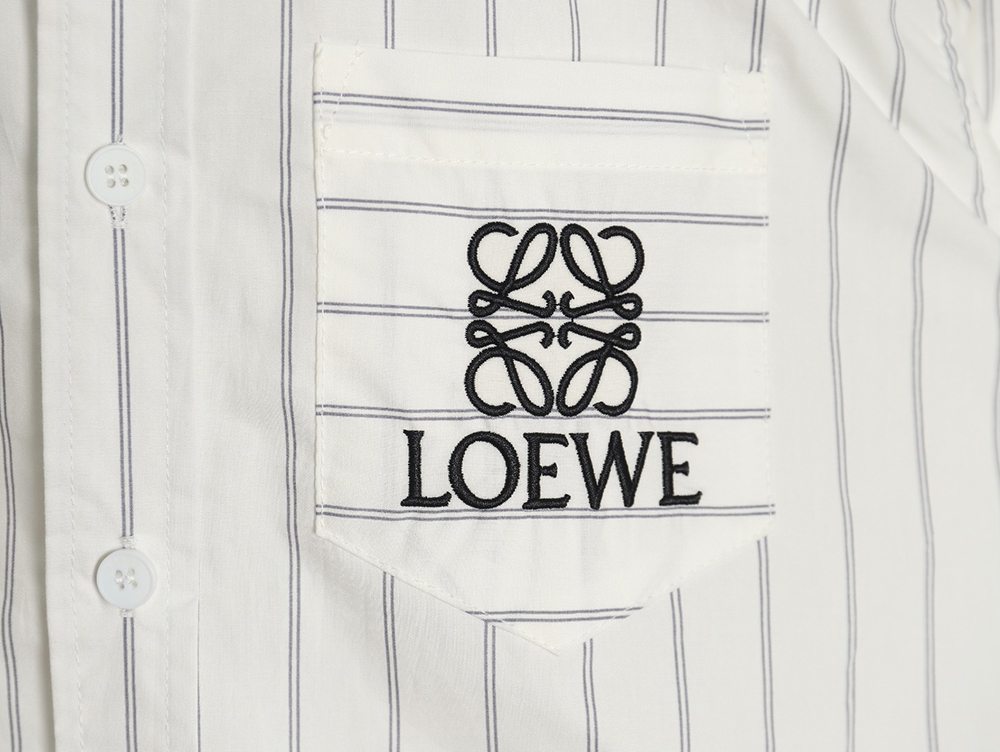 Loewe Embroidered Logo Smudge Grey Striped Shirt