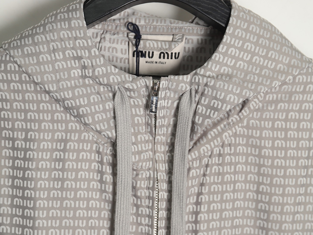 Miu Miu all over printed nylon hooded windbreaker jacket