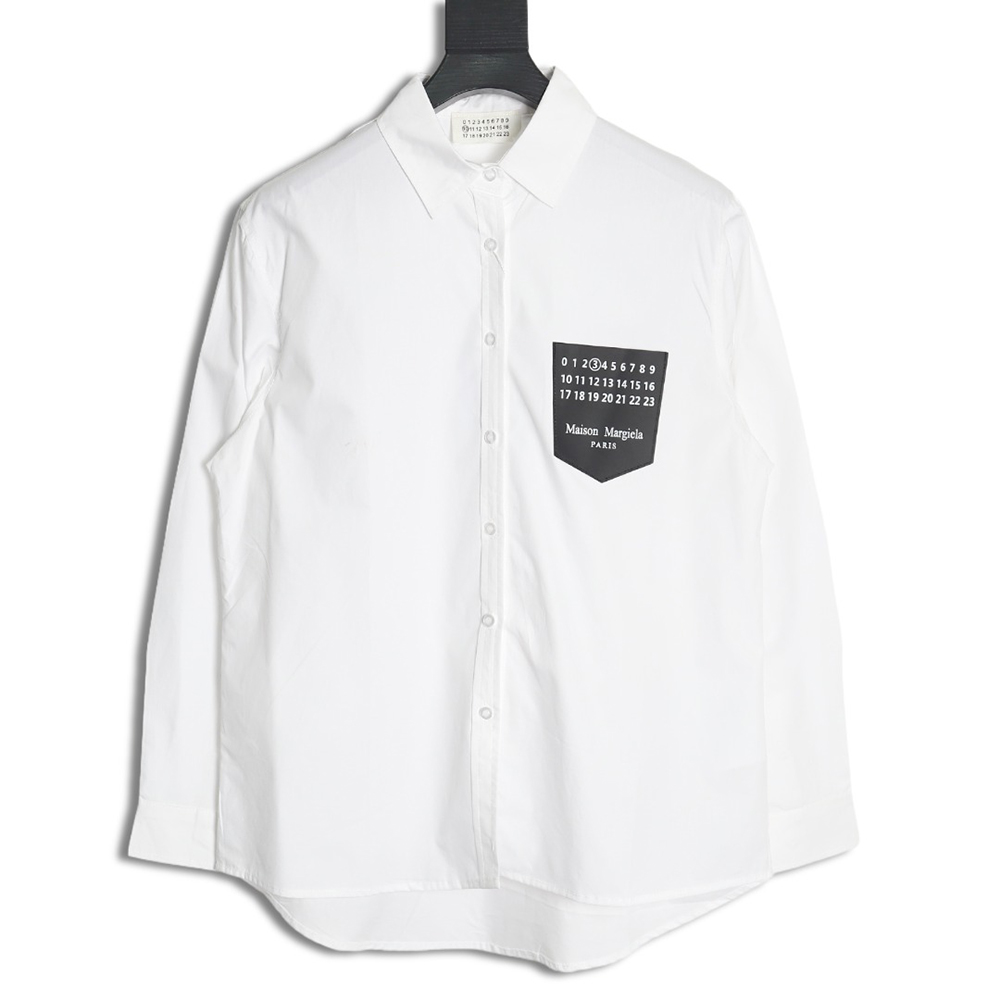 Maison Margiela chest pocket number slogan letter shirt top