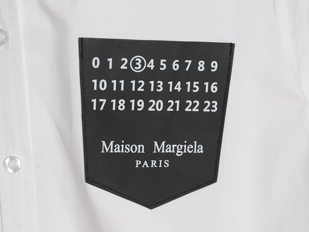 Maison Margiela chest pocket number slogan letter shirt top