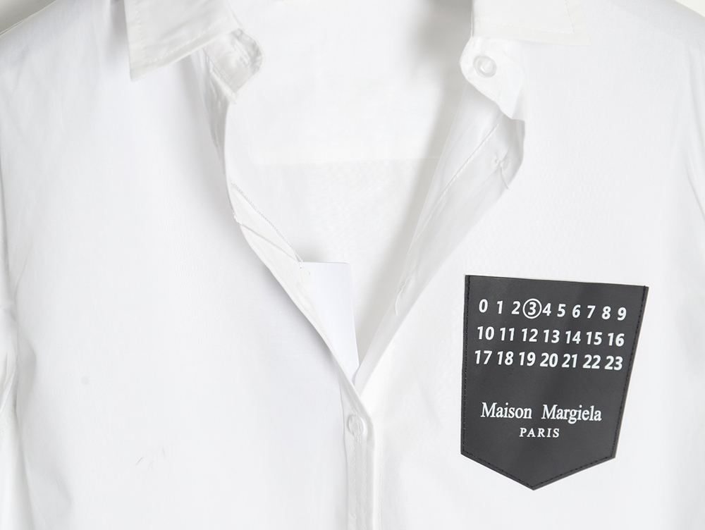 Maison Margiela chest pocket number slogan letter shirt top