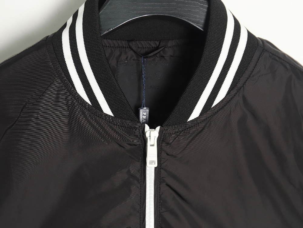 Prada triangle logo webbing woven zip-up jacket