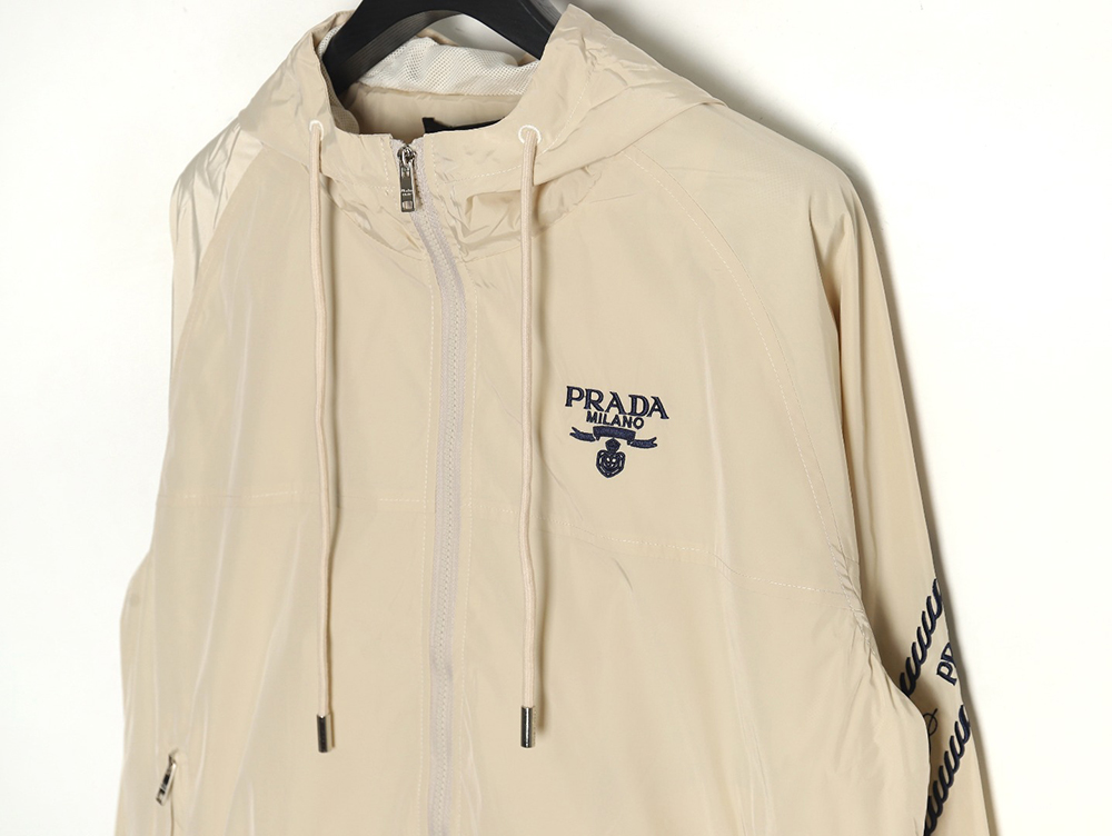 Prada Embroidered Logo Zip-Up Jacket