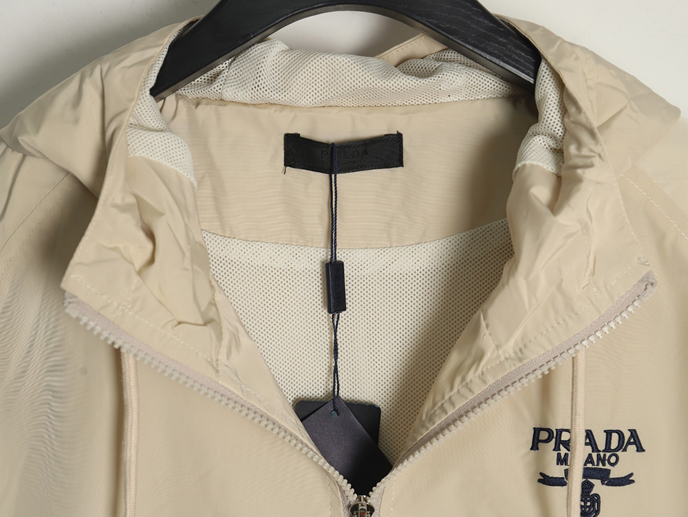 Prada Embroidered Logo Zip-Up Jacket