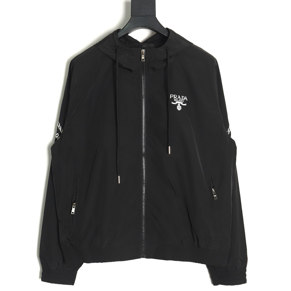 Prada Embroidered Logo Zip-Up Jacket TSK1