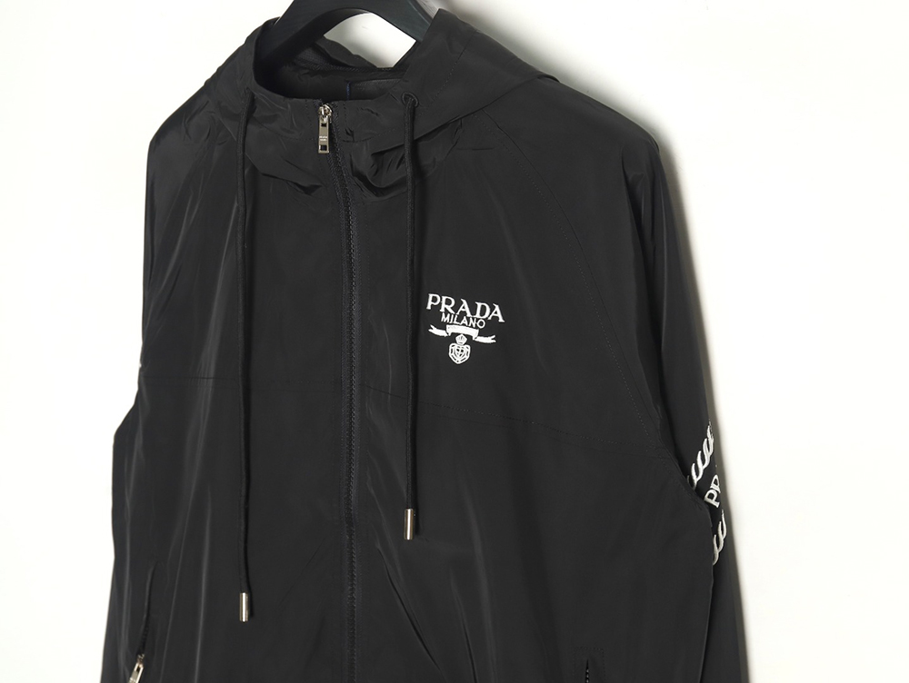 Prada Embroidered Logo Zip-Up Jacket TSK1