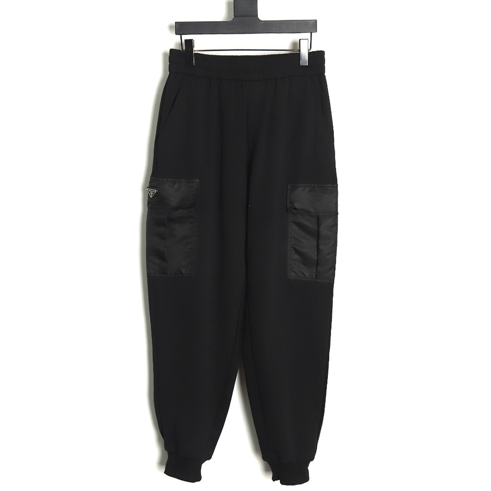 Prada triangle logo iron plate cotton cargo trousers