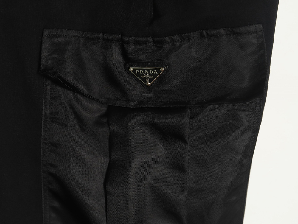 Prada triangle logo iron plate cotton cargo trousers