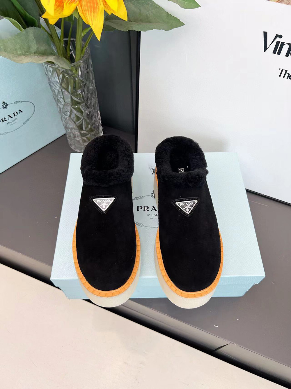 Prada suede mules