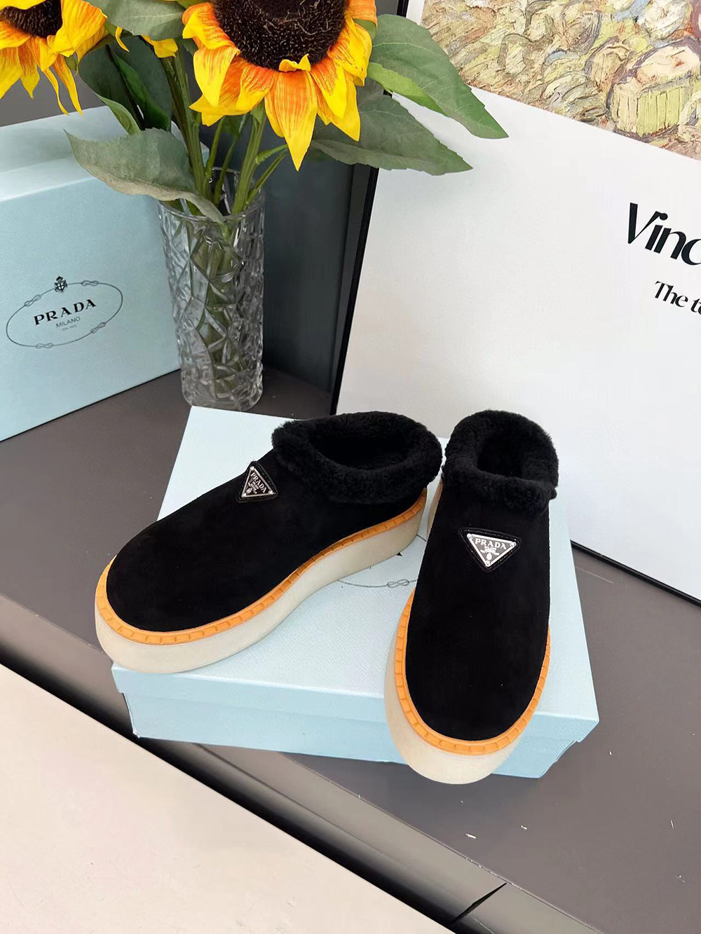 Prada suede mules