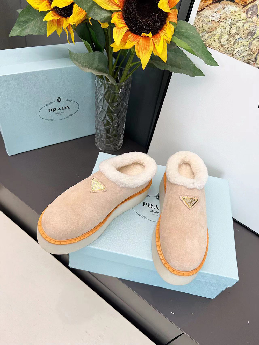 Prada suede mules