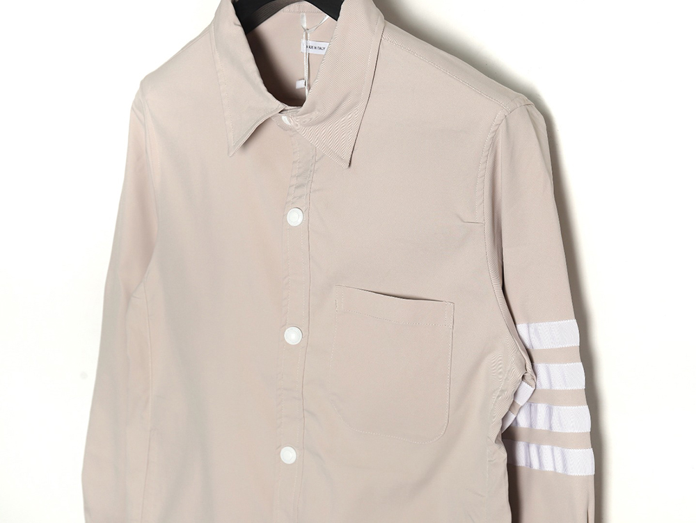 Thom Browne Nylon White Four Stripe Shirt Jacket