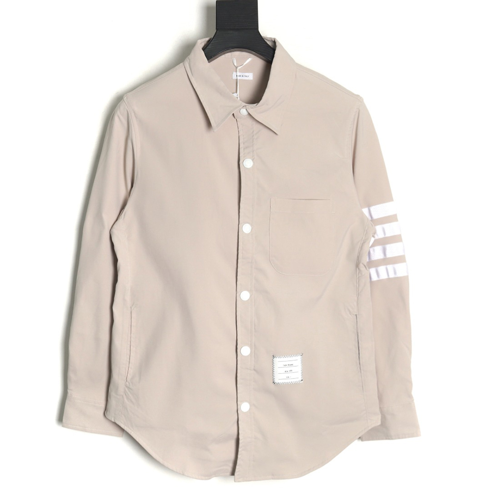 Thom Browne Nylon White Four Stripe Shirt Jacket