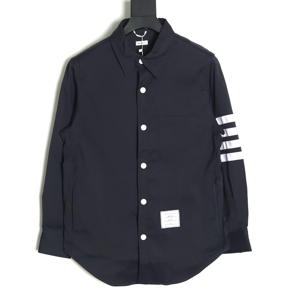 Thom Browne Nylon White Four Stripe Shirt Jacket TSK1