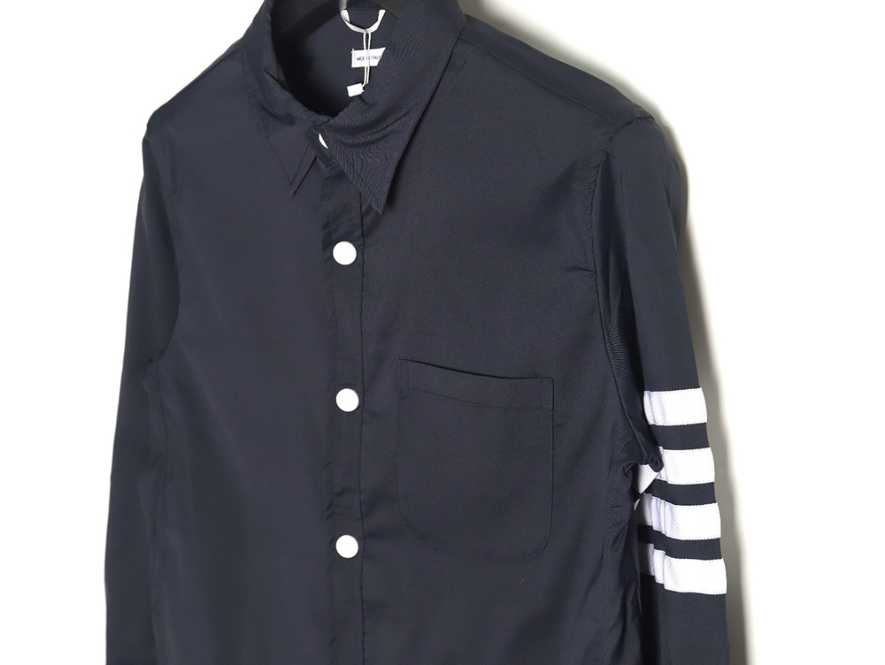 Thom Browne Nylon White Four Stripe Shirt Jacket TSK1