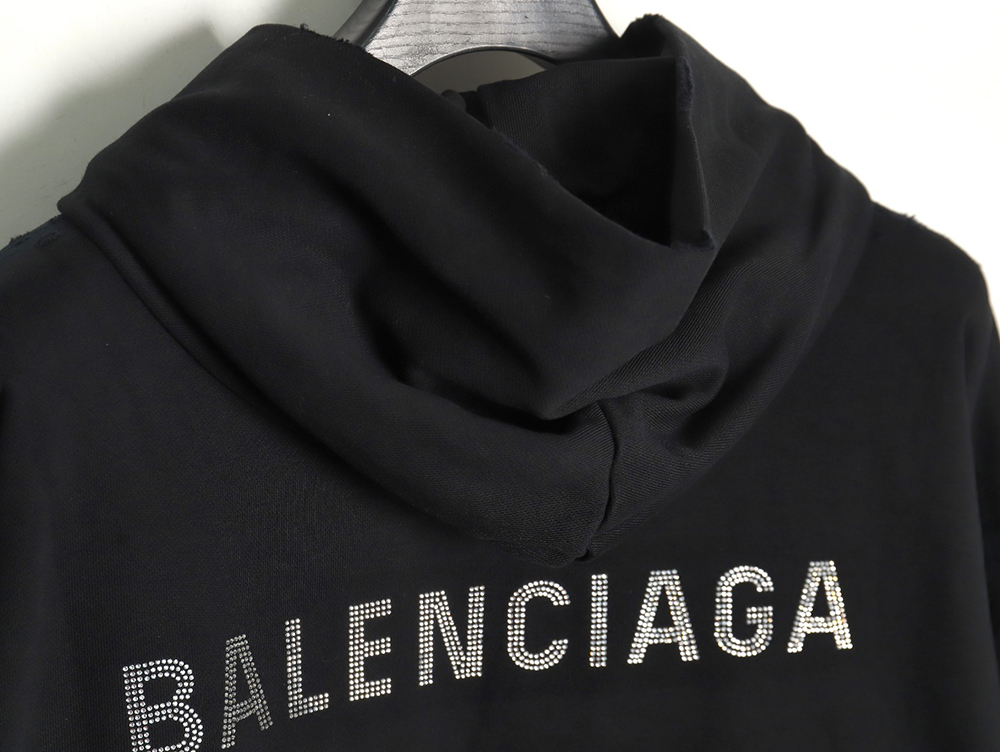 Balenciaga Rhinestone Ripped Hoodie