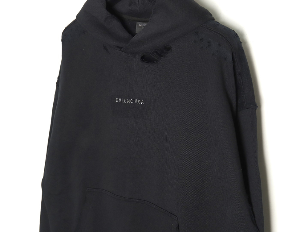 Balenciaga Rhinestone Ripped Hoodie