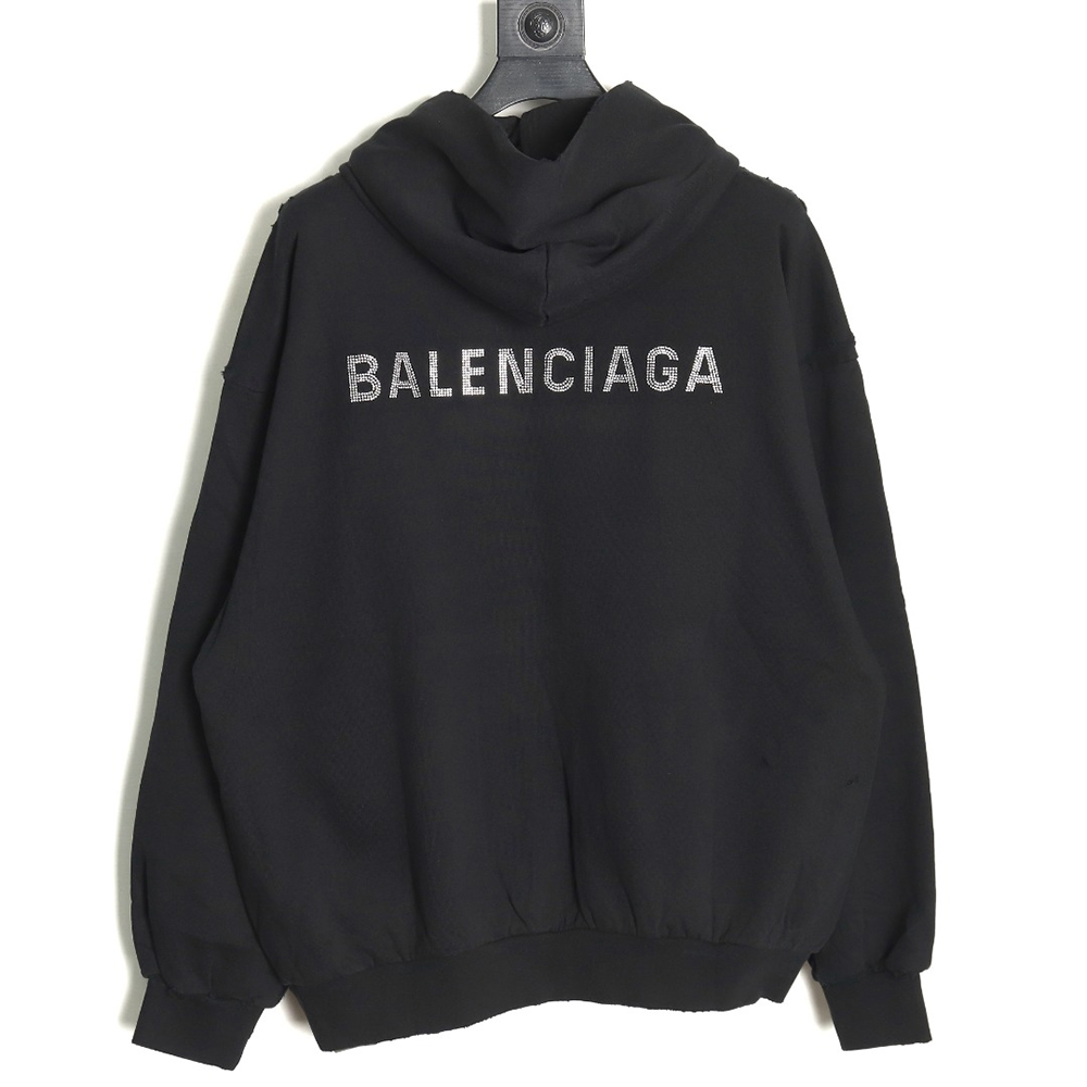 Balenciaga Rhinestone Ripped Hoodie