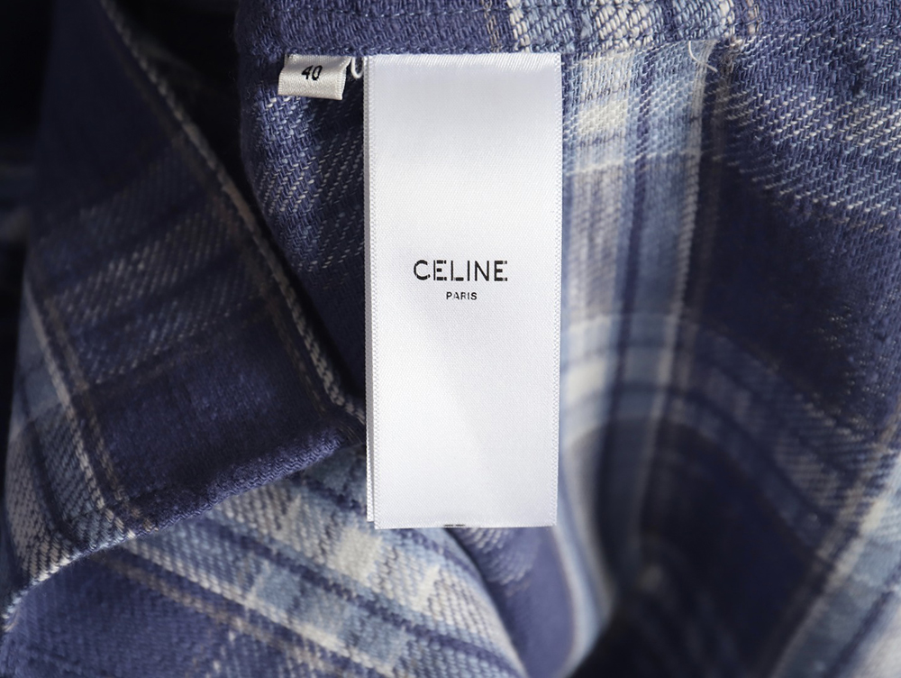 Celine Blue Check Long Sleeve Shirt