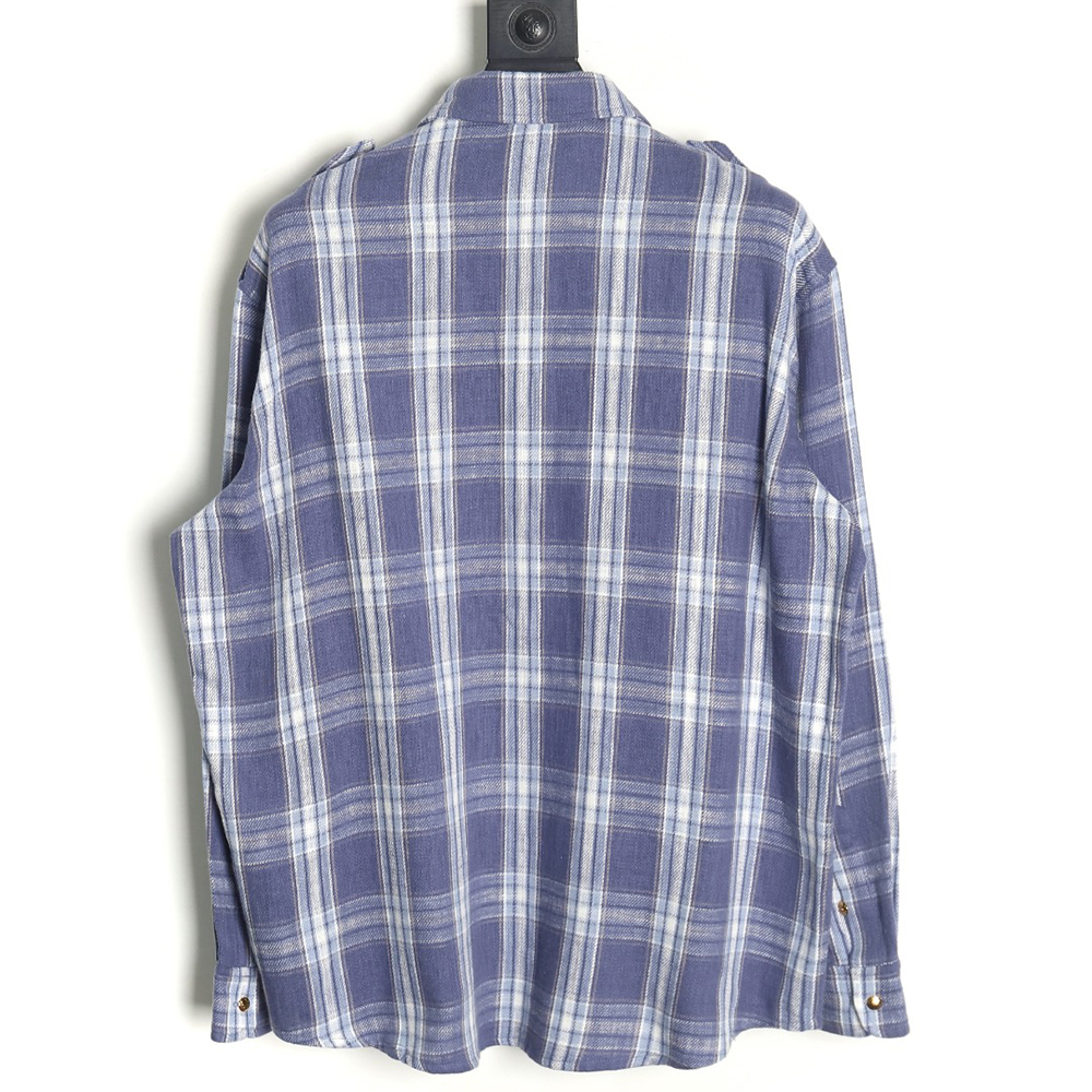 Celine Blue Check Long Sleeve Shirt