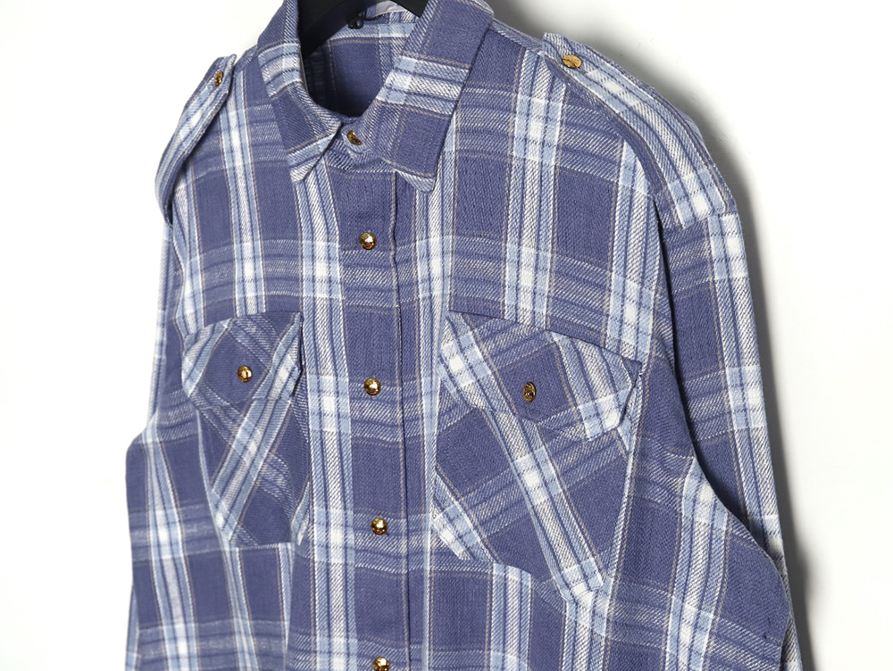 Celine Blue Check Long Sleeve Shirt