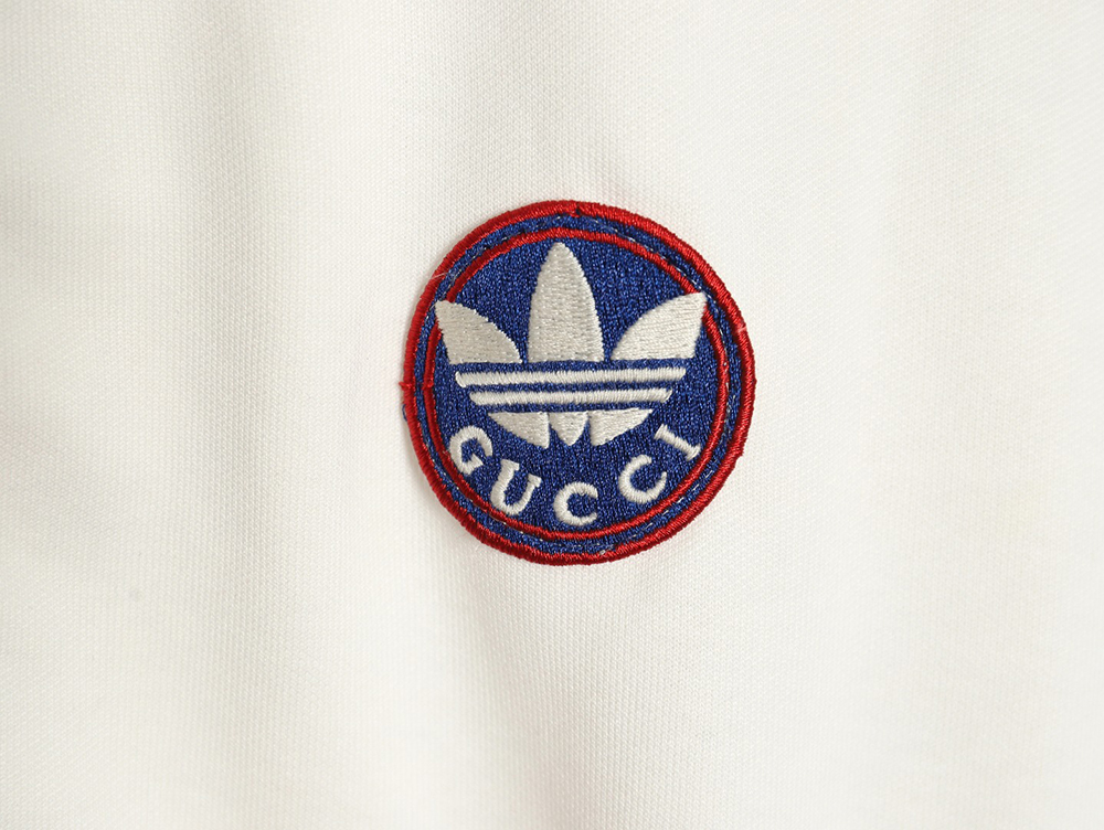 GUCCI & ADIDAS joint white and red color matching ribbon zipper jacket