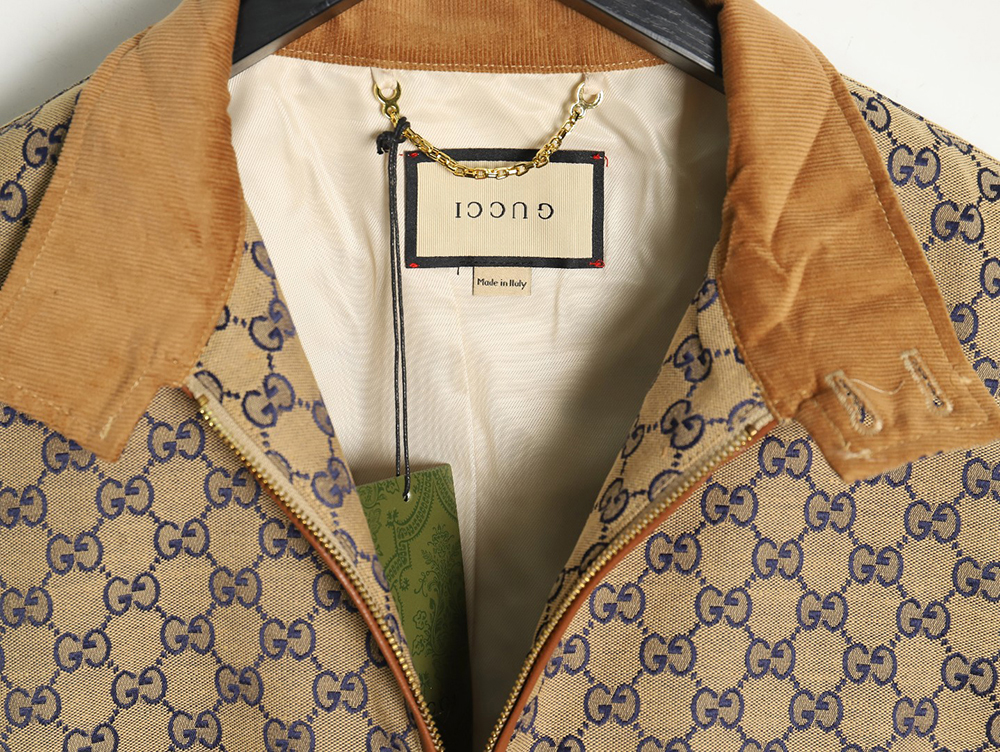 Gucci stand-up collar double G canvas long-sleeved jacket