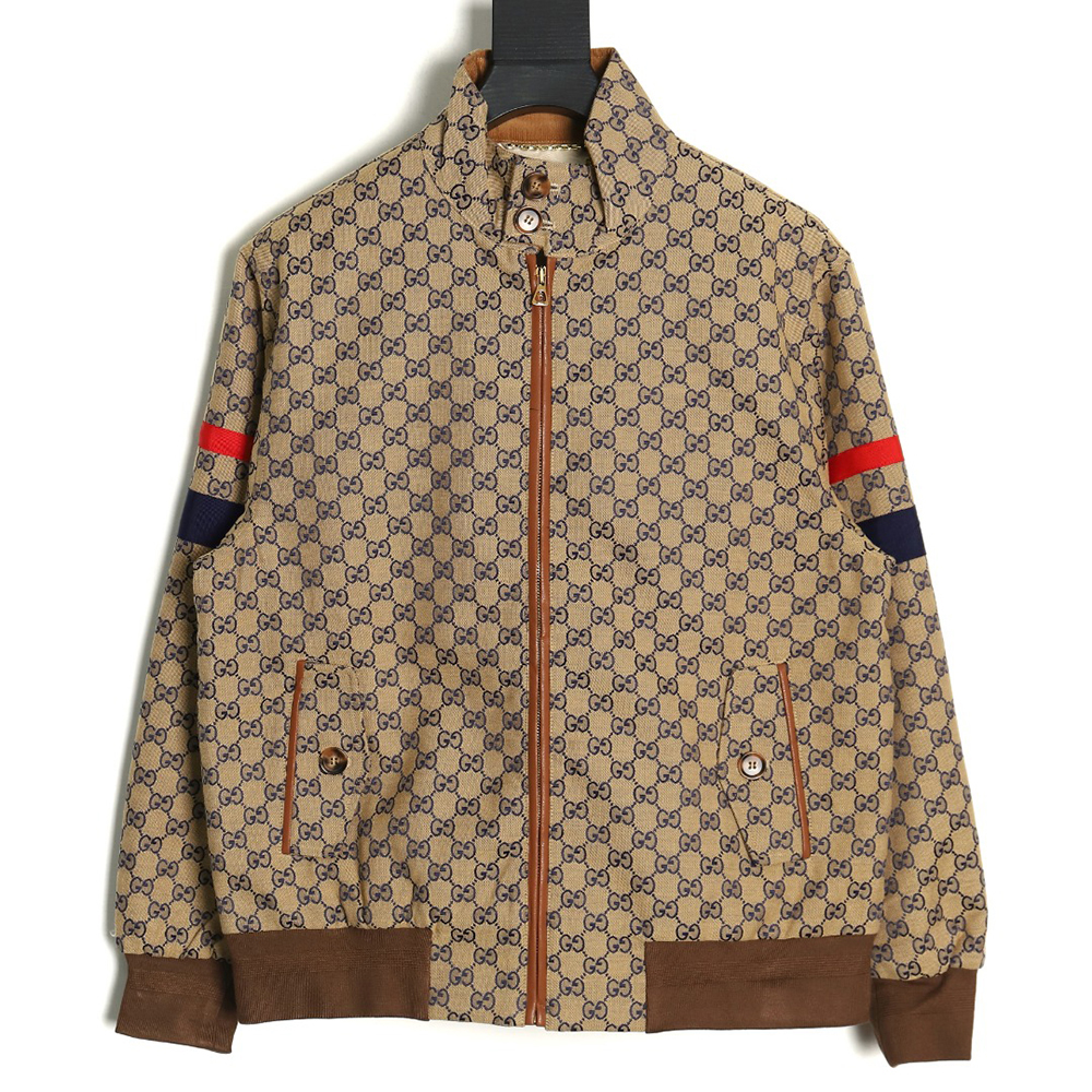 Gucci stand-up collar double G canvas long-sleeved jacket