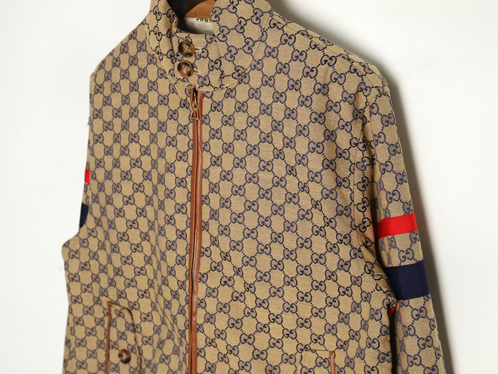 Gucci stand-up collar double G canvas long-sleeved jacket