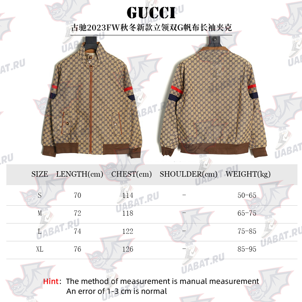 Gucci stand-up collar double G canvas long-sleeved jacket