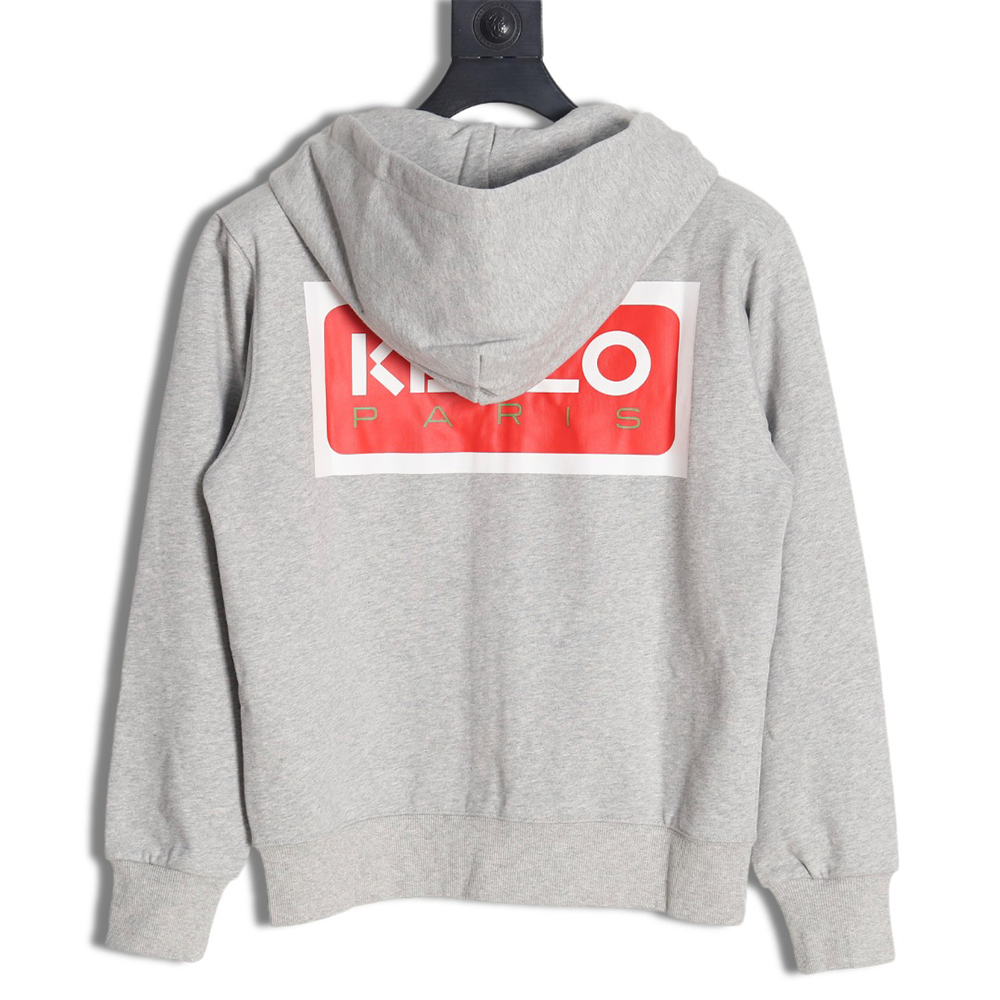 Kenzo square letter logo hooded zip-up sweatshirt