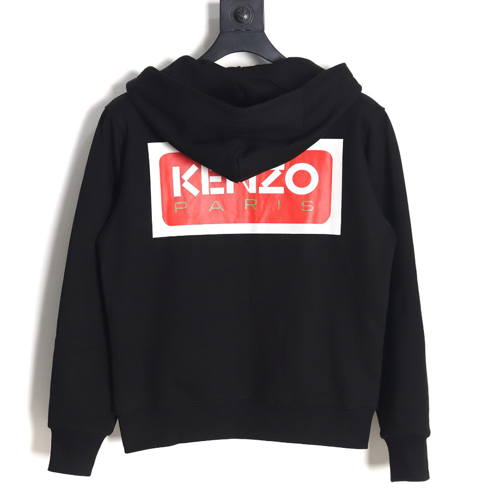 Kenzo square letter logo hooded zip-up sweatshirt TSK1