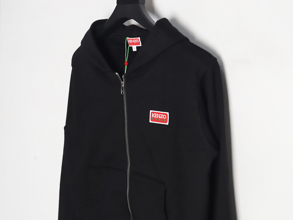 Kenzo square letter logo hooded zip-up sweatshirt TSK1