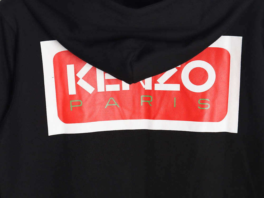 Kenzo square letter logo hooded zip-up sweatshirt TSK1