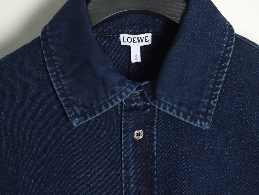 Loewe denim shirt jacket with elbow embroidered logo