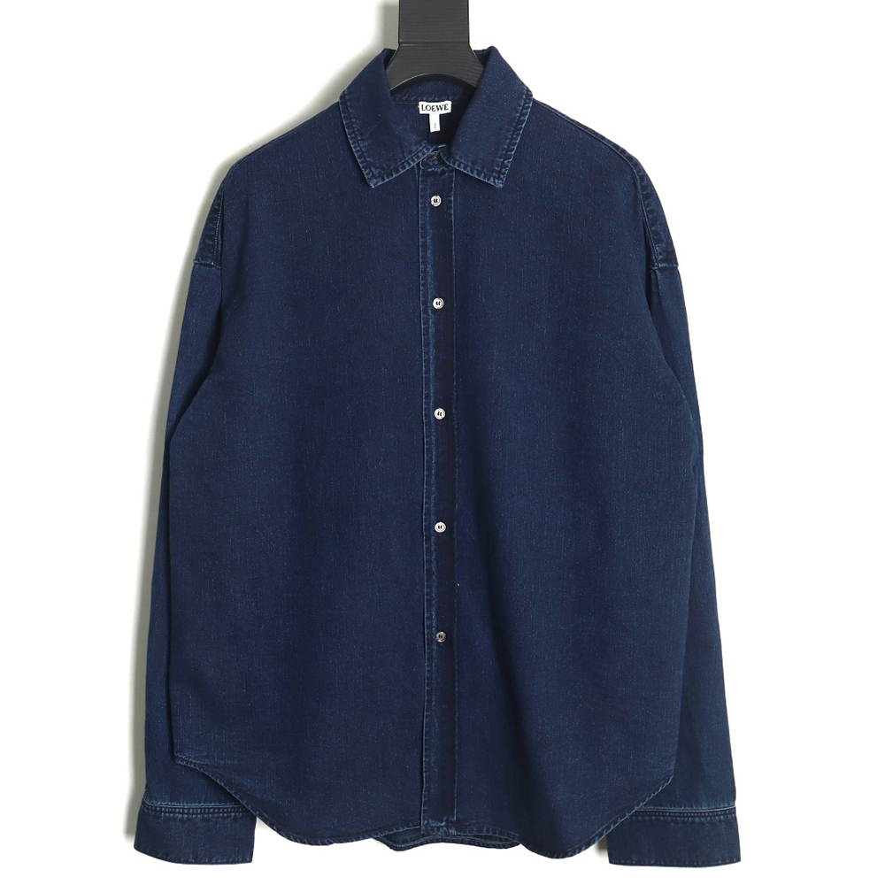 Loewe denim shirt jacket with elbow embroidered logo