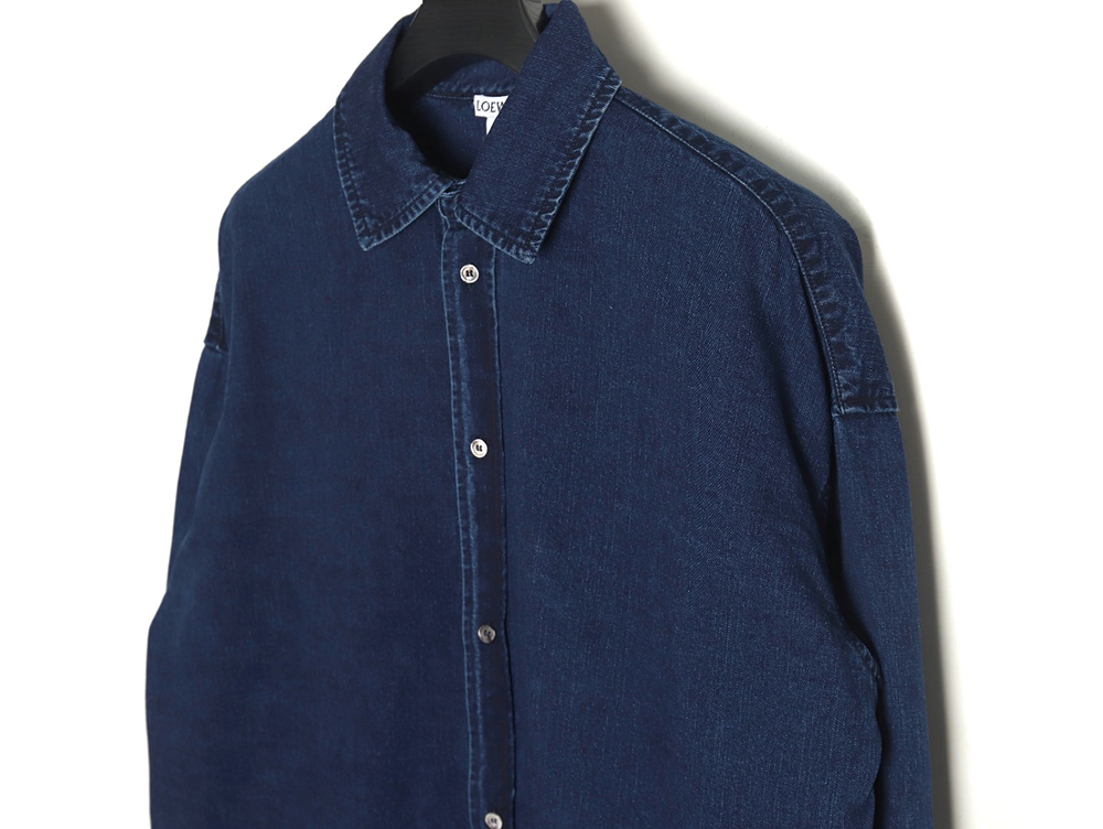 Loewe denim shirt jacket with elbow embroidered logo