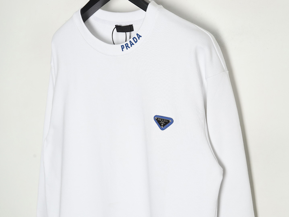 Prada triangle logo collar lettering round neck sweatshirt