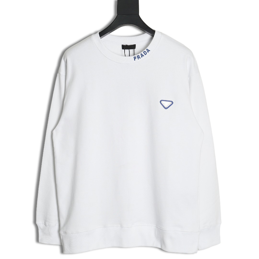 Prada triangle logo collar lettering round neck sweatshirt