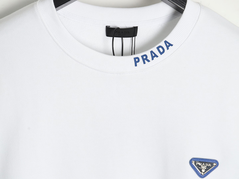 Prada triangle logo collar lettering round neck sweatshirt