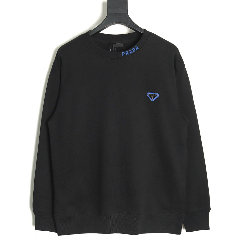 Prada triangle logo collar lettering round neck sweatshirt TSK1