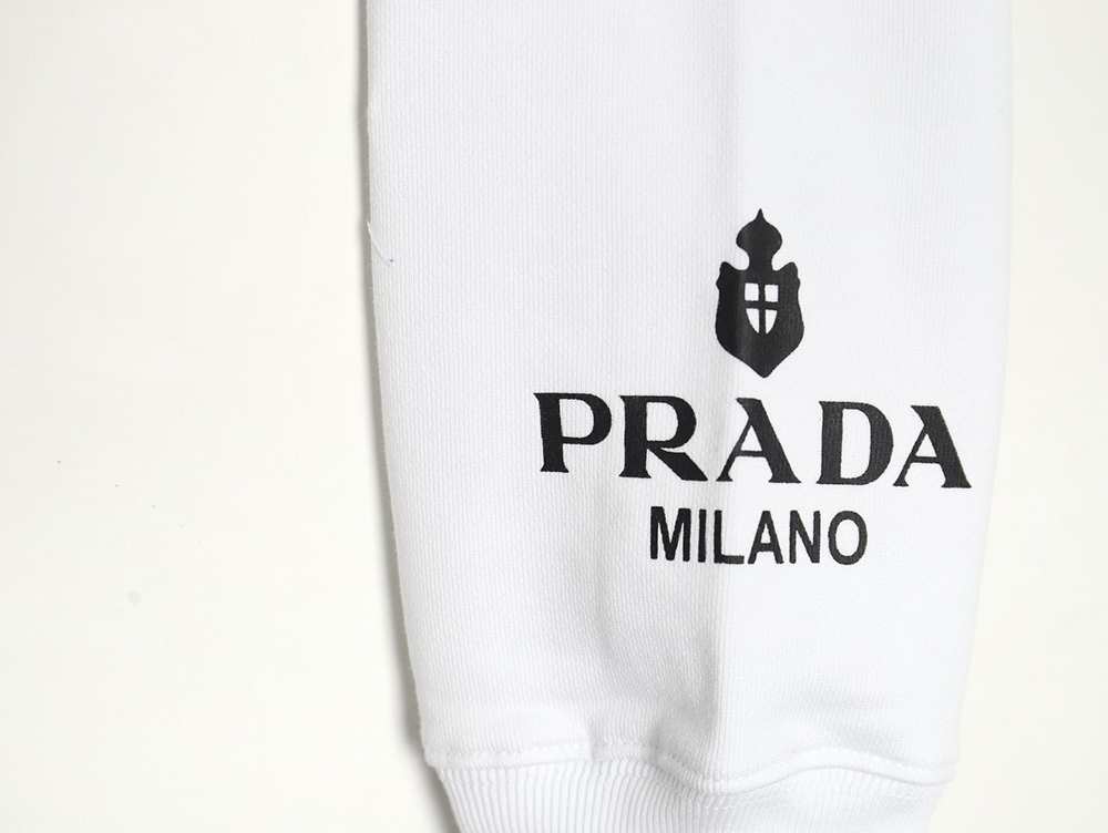 Prada Triangle Logo Single Sleeve Round Neck Sweatshirt