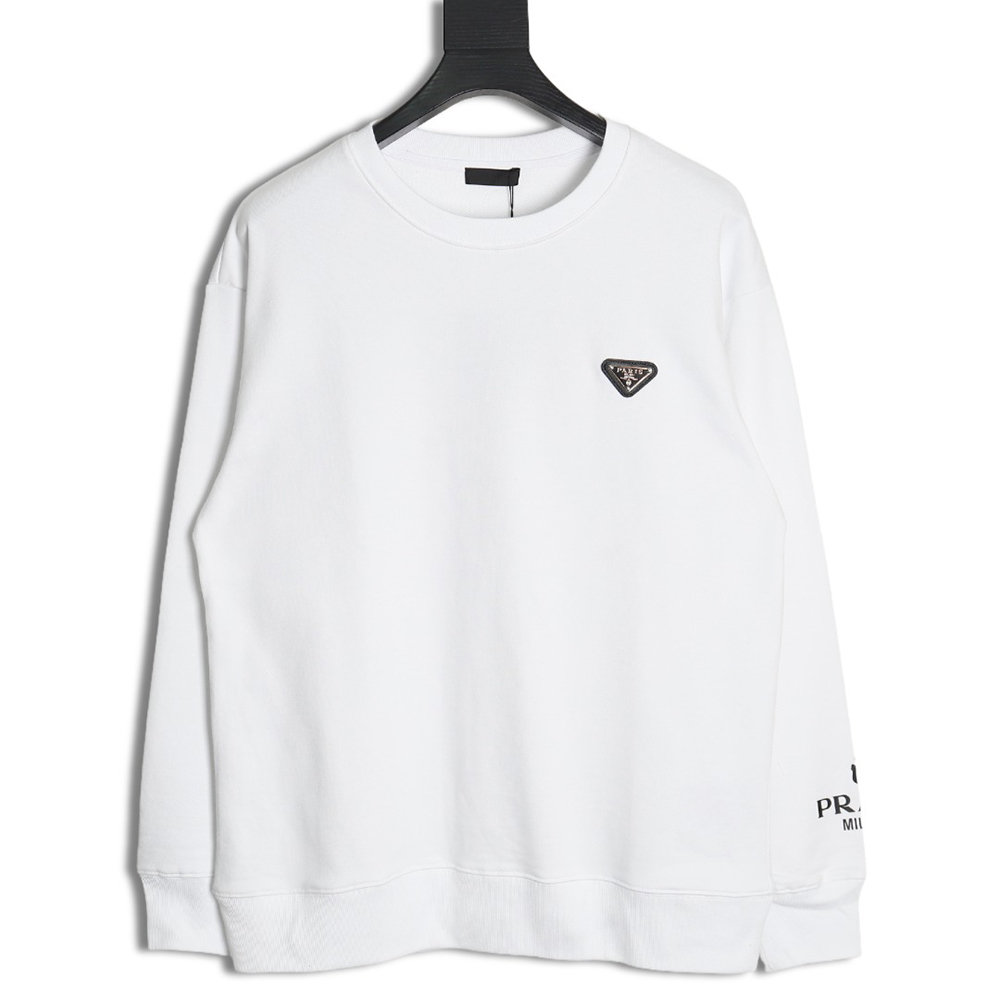 Prada Triangle Logo Single Sleeve Round Neck Sweatshirt