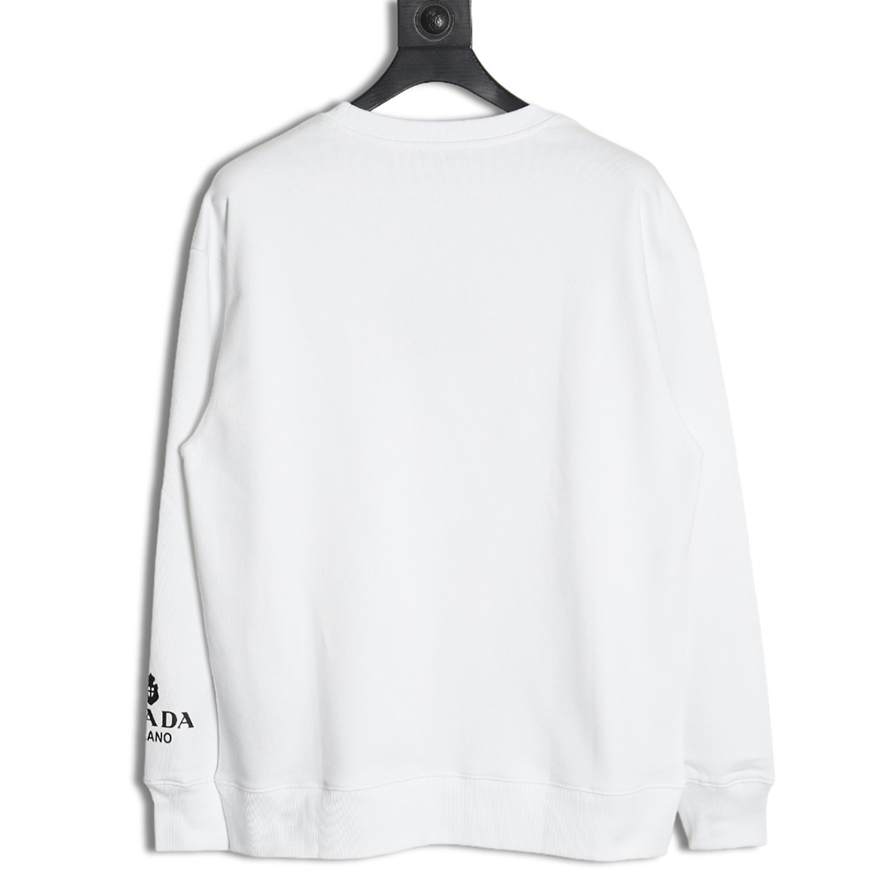 Prada Triangle Logo Single Sleeve Round Neck Sweatshirt