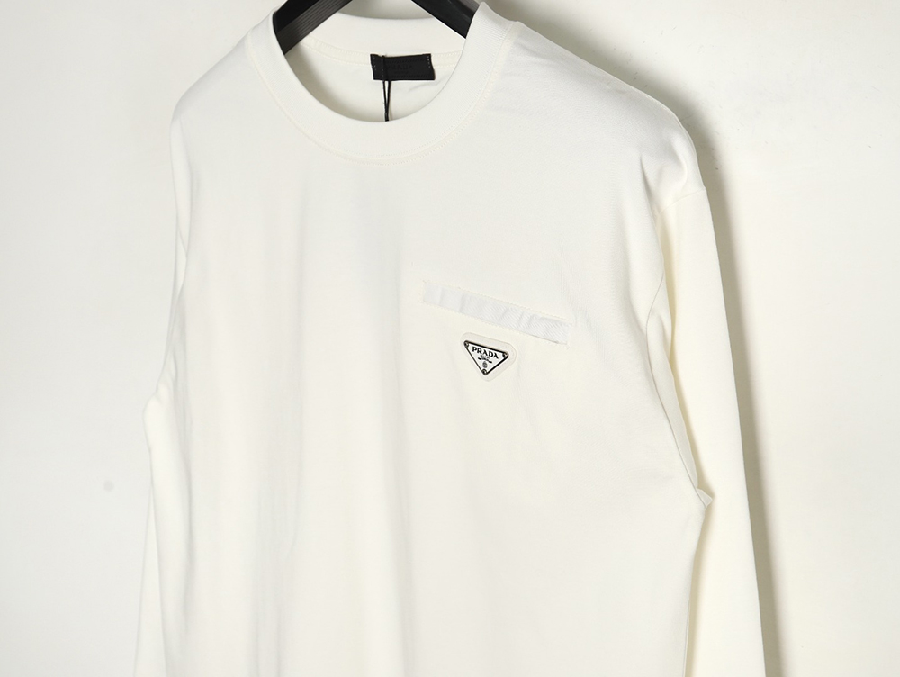 Prada pocket triangle metal logo long sleeve T-shirt